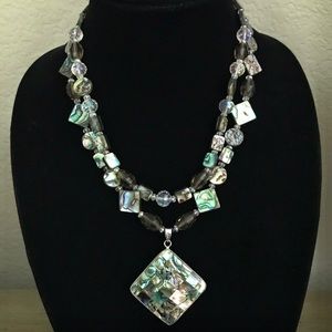 Vintage Abalone Double-Strand Necklace & Pendant
